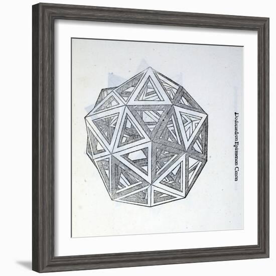 Dodecaedron Elevatum Vacuum, Illustration from 'Divina Proportione' by Luca Pacioli…-Leonardo da Vinci-Framed Giclee Print