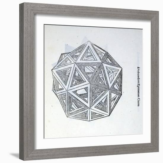 Dodecaedron Elevatum Vacuum, Illustration from 'Divina Proportione' by Luca Pacioli…-Leonardo da Vinci-Framed Giclee Print