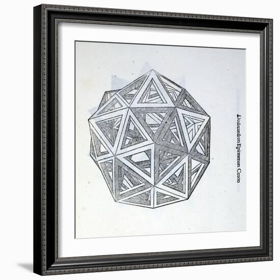 Dodecaedron Elevatum Vacuum, Illustration from 'Divina Proportione' by Luca Pacioli…-Leonardo da Vinci-Framed Giclee Print