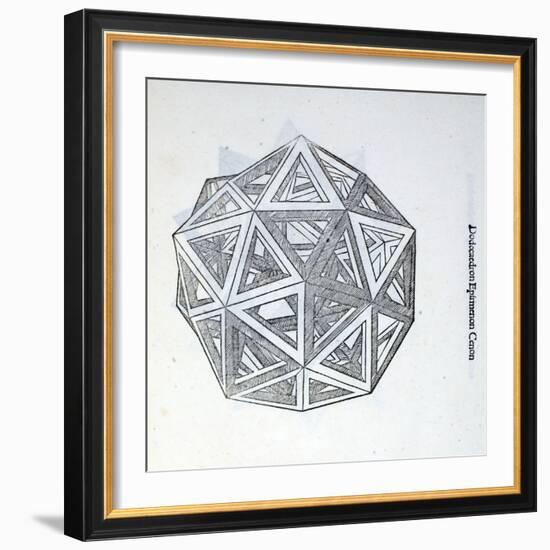 Dodecaedron Elevatum Vacuum, Illustration from 'Divina Proportione' by Luca Pacioli…-Leonardo da Vinci-Framed Giclee Print