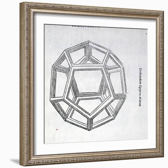 Dodecaedron Planum Vacuum, Illustration from 'Divina Proportione' by Luca Pacioli (C.1445-1517),…-Leonardo da Vinci-Framed Giclee Print