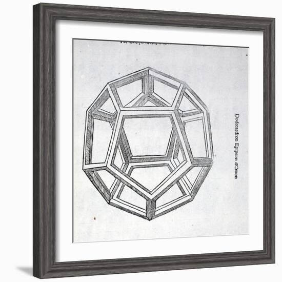 Dodecaedron Planum Vacuum, Illustration from 'Divina Proportione' by Luca Pacioli (C.1445-1517),…-Leonardo da Vinci-Framed Giclee Print