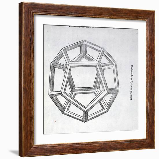 Dodecaedron Planum Vacuum, Illustration from 'Divina Proportione' by Luca Pacioli (C.1445-1517),…-Leonardo da Vinci-Framed Giclee Print