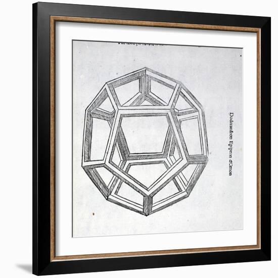 Dodecaedron Planum Vacuum, Illustration from 'Divina Proportione' by Luca Pacioli (C.1445-1517),…-Leonardo da Vinci-Framed Giclee Print