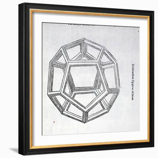 Dodecaedron Planum Vacuum, Illustration from 'Divina Proportione' by Luca Pacioli (C.1445-1517),…-Leonardo da Vinci-Framed Giclee Print