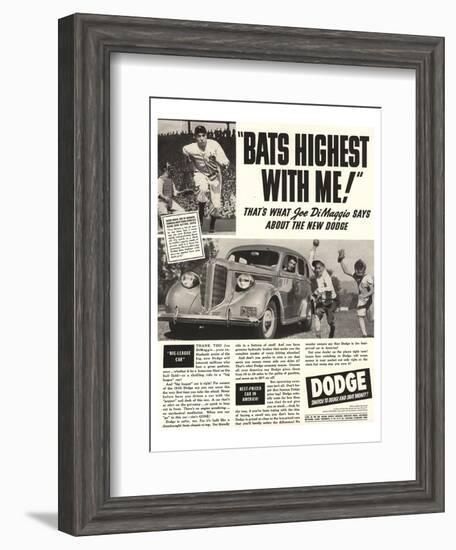 Dodge Ad With Joe Dimaggio-null-Framed Art Print