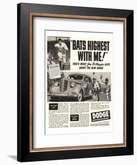 Dodge Ad With Joe Dimaggio-null-Framed Art Print