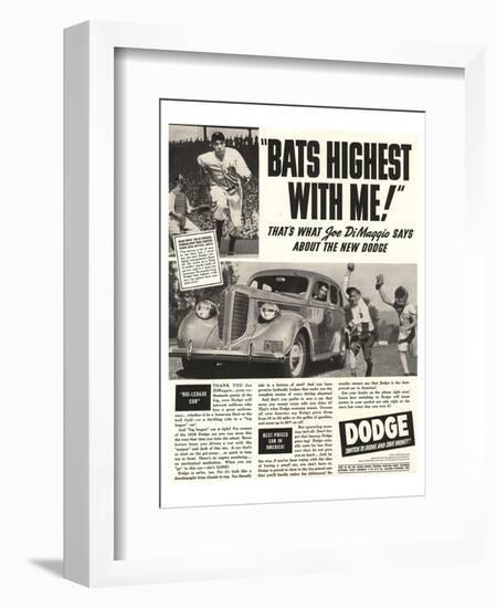 Dodge Ad With Joe Dimaggio-null-Framed Art Print