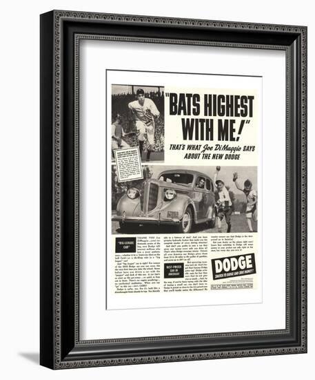 Dodge Ad With Joe Dimaggio-null-Framed Art Print