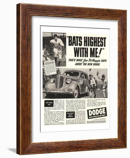 Dodge Ad With Joe Dimaggio-null-Framed Art Print