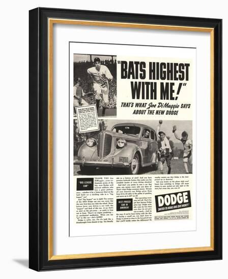 Dodge Ad With Joe Dimaggio-null-Framed Art Print