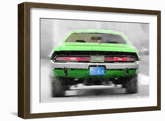 Dodge Challenger Rear Watercolor-NaxArt-Framed Art Print