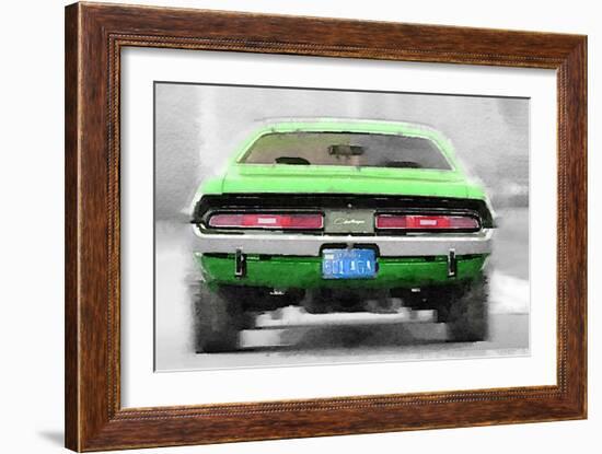 Dodge Challenger Rear Watercolor-NaxArt-Framed Art Print