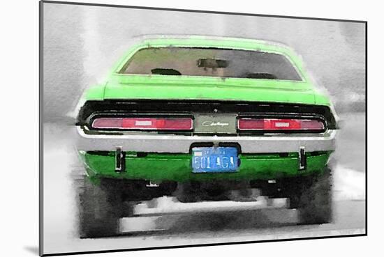 Dodge Challenger Rear Watercolor-NaxArt-Mounted Art Print