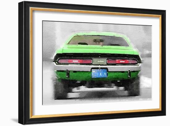 Dodge Challenger Rear Watercolor-NaxArt-Framed Art Print