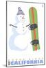 Dodge Ridge, California, Snowman with Snowboard-Lantern Press-Mounted Art Print