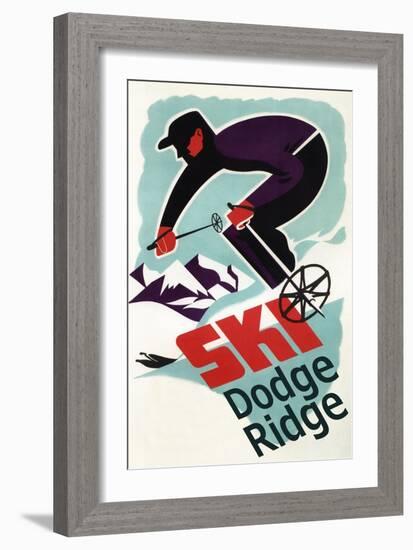 Dodge Ridge, California - Vintage Skier-Lantern Press-Framed Premium Giclee Print