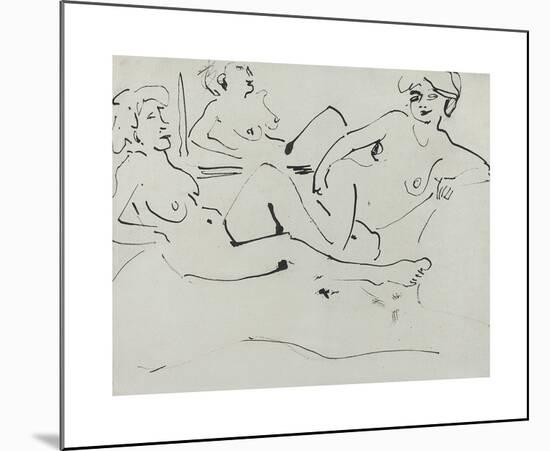 Dodo and an Older Woman Reclining before a Mirror-Ernst Ludwig Kirchner-Mounted Premium Giclee Print