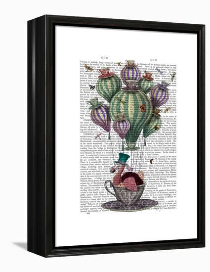 Dodo in Teacup with Dragonflies-Fab Funky-Framed Stretched Canvas