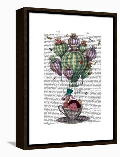 Dodo in Teacup with Dragonflies-Fab Funky-Framed Stretched Canvas