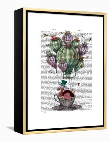 Dodo in Teacup with Dragonflies-Fab Funky-Framed Stretched Canvas