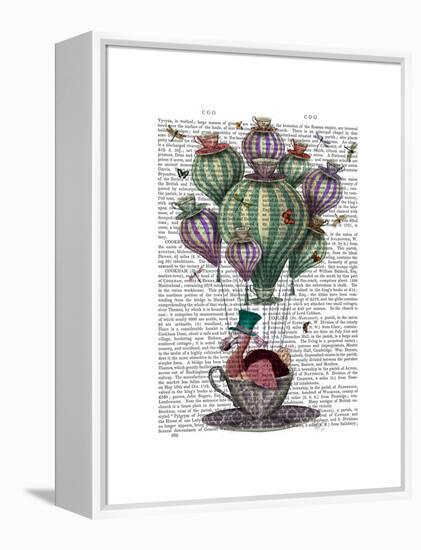 Dodo in Teacup with Dragonflies-Fab Funky-Framed Stretched Canvas
