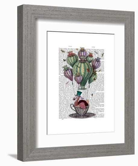 Dodo in Teacup with Dragonflies-Fab Funky-Framed Premium Giclee Print