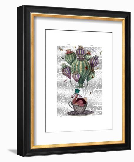 Dodo in Teacup with Dragonflies-Fab Funky-Framed Premium Giclee Print