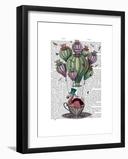 Dodo in Teacup with Dragonflies-Fab Funky-Framed Premium Giclee Print