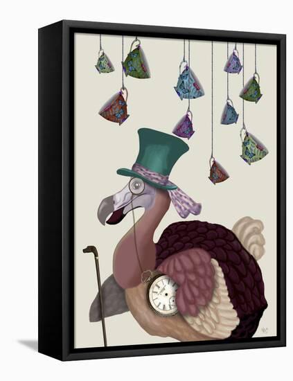 Dodo with Hanging Teacups-Fab Funky-Framed Stretched Canvas