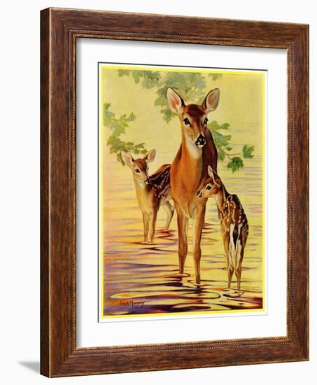 "Doe and Fawns,"April 29, 1933-Jack Murray-Framed Giclee Print