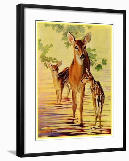 "Doe and Fawns,"April 29, 1933-Jack Murray-Framed Giclee Print