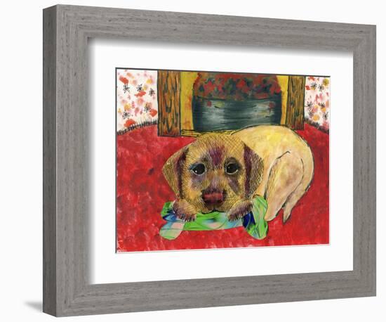Dog and Bone-Wolf Heart Illustrations-Framed Giclee Print
