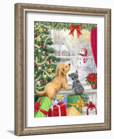 Dog and Cat at Window-MAKIKO-Framed Giclee Print