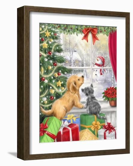 Dog and Cat at Window-MAKIKO-Framed Giclee Print