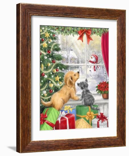 Dog and Cat at Window-MAKIKO-Framed Giclee Print