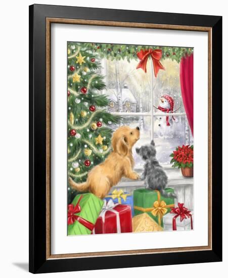 Dog and Cat at Window-MAKIKO-Framed Giclee Print