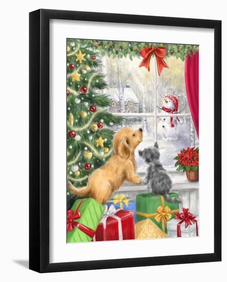 Dog and Cat at Window-MAKIKO-Framed Giclee Print