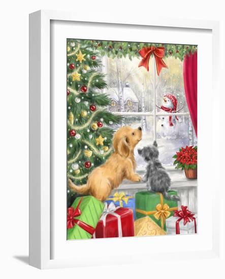 Dog and Cat at Window-MAKIKO-Framed Giclee Print