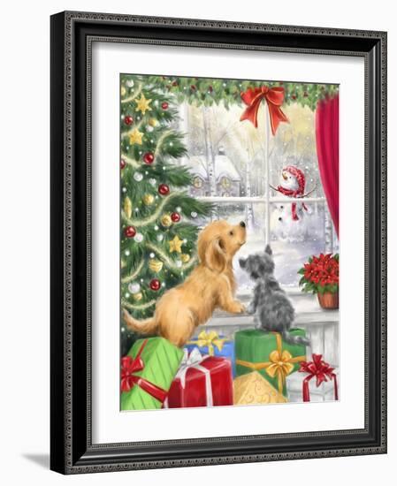 Dog and Cat at Window-MAKIKO-Framed Giclee Print