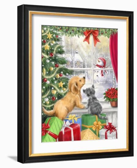 Dog and Cat at Window-MAKIKO-Framed Giclee Print