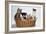 Dog and Cats Three Kittens and a Puppy Sitting in Basket-null-Framed Photographic Print