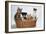 Dog and Cats Three Kittens and a Puppy Sitting in Basket-null-Framed Photographic Print