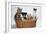 Dog and Cats Three Kittens and a Puppy Sitting in Basket-null-Framed Photographic Print