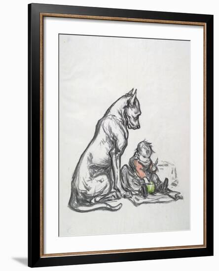 Dog and Child, Early 20th Century-Robert Noir-Framed Giclee Print