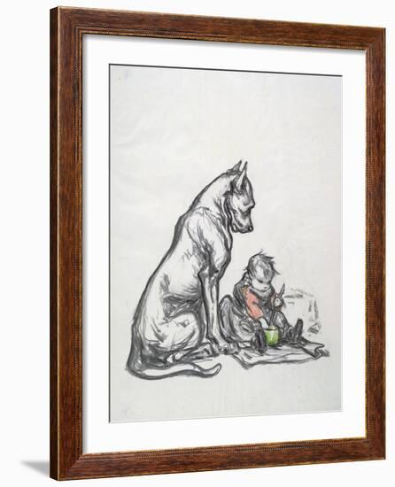 Dog and Child, Early 20th Century-Robert Noir-Framed Giclee Print