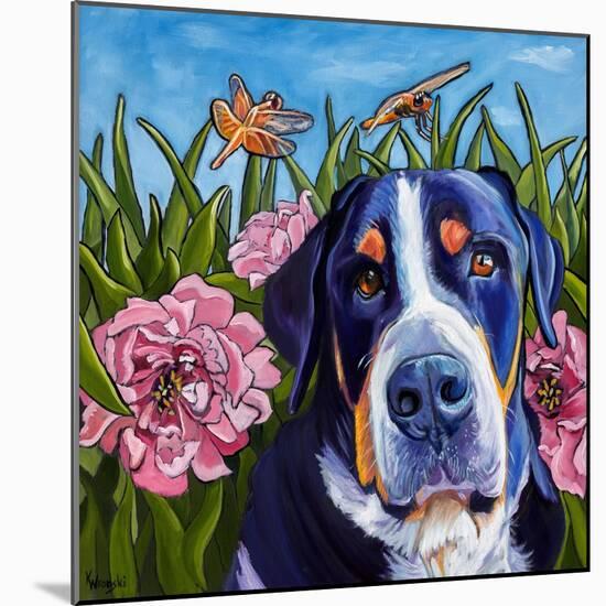 Dog and Dragonflies-Kathryn Wronski-Mounted Art Print