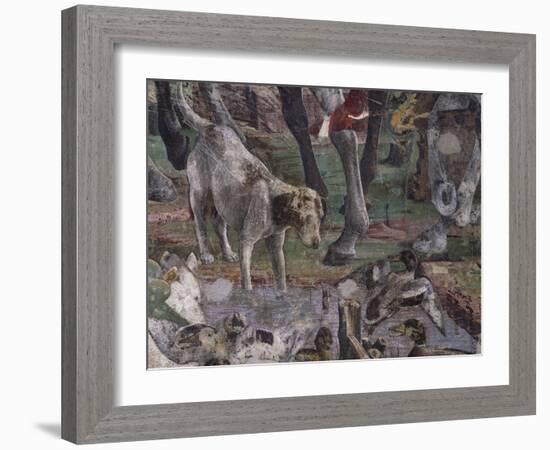 Dog and Ducks, Scene from Month of March-Francesco del Cossa-Framed Giclee Print