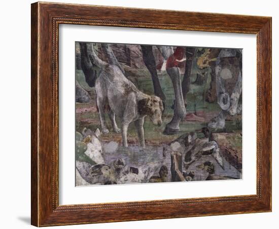 Dog and Ducks, Scene from Month of March-Francesco del Cossa-Framed Giclee Print