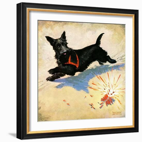 "Dog and Firecrackers,"July 1, 1936-Nelson Grofe-Framed Giclee Print